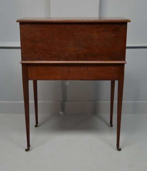 EDWARDIAN SHERATON REVIVAL MAHOGANY CYLINDER ROLL TOP DESK - ADDITIONAL PHOTO 10