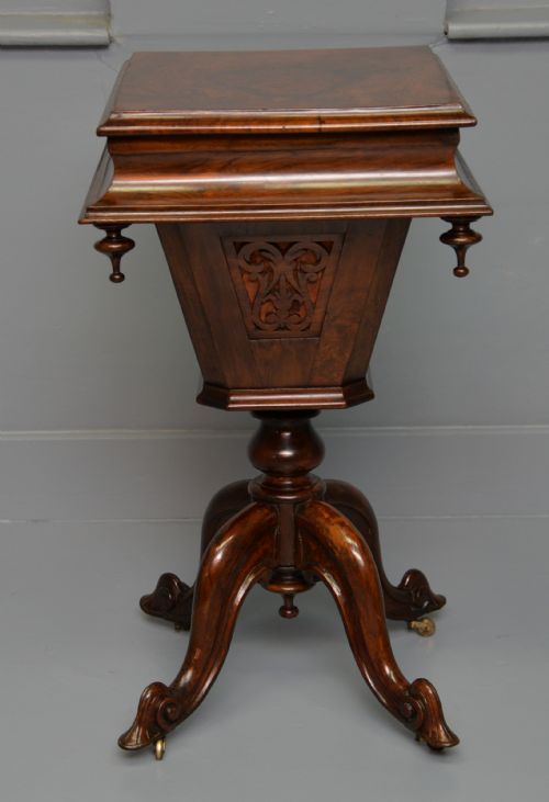 VICTORIAN BURRWALNUT SEWING WORK TABLE - ADDITIONAL PHOTO 4