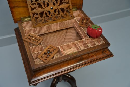 VICTORIAN BURRWALNUT SEWING WORK TABLE - ADDITIONAL PHOTO 7