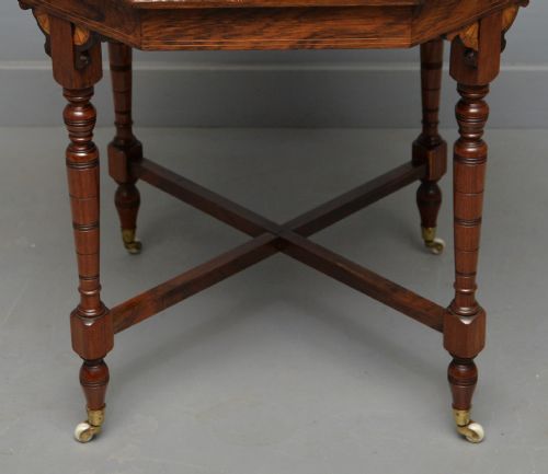 QUALITY VICTORIAN INLAID ROSEWOOD OCTAGONAL CENTRE TABLE SIDE TABLE LAMP TABLE - ADDITIONAL PHOTO 6