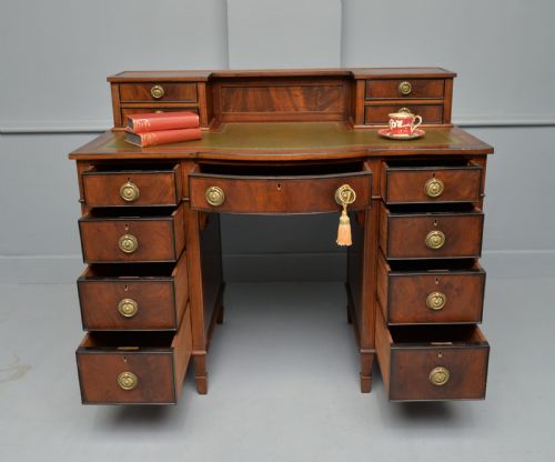 fig 1. Elegant Edwardian Mahogany Leather Top Writing Desk