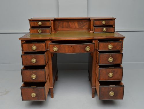 fig 3. Elegant Edwardian Mahogany Leather Top Writing Desk