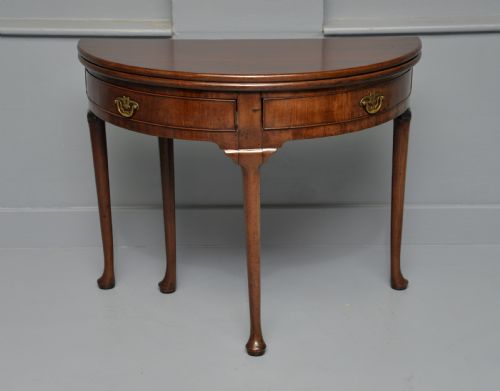 rare george ii mahogany swing drawer demilune tea table side table - CATEGORY: ANTIQUE TABLES - DATED 18TH CENTURY