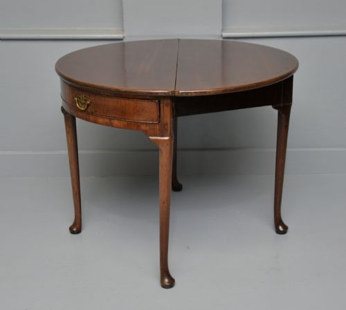 RARE GEORGE II MAHOGANY SWING DRAWER DEMILUNE TEA TABLE SIDE TABLE - ADDITIONAL PHOTO 17