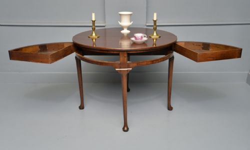 RARE GEORGE II MAHOGANY SWING DRAWER DEMILUNE TEA TABLE SIDE TABLE - ADDITIONAL PHOTO 19