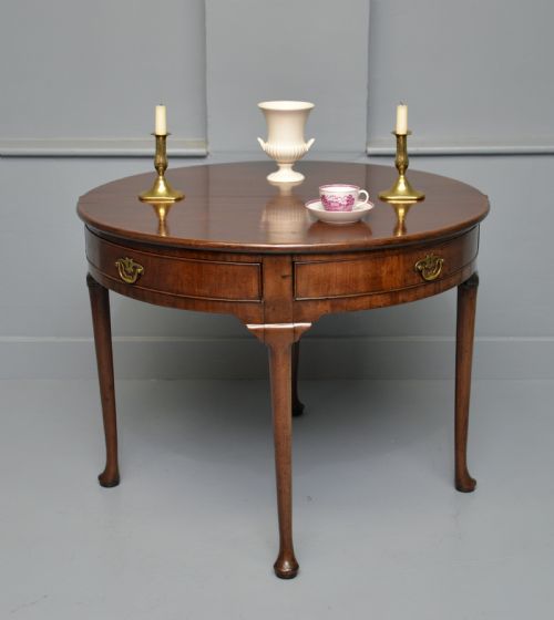 RARE GEORGE II MAHOGANY SWING DRAWER DEMILUNE TEA TABLE SIDE TABLE - ADDITIONAL PHOTO 20