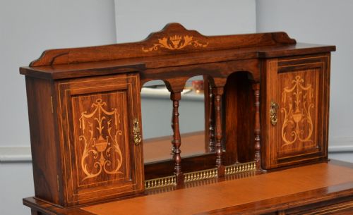 EDWARDIAN SHERATON REVIVAL INLAID ROSEWOOD BONHEUR DU JOUR DESK - ADDITIONAL PHOTO 8