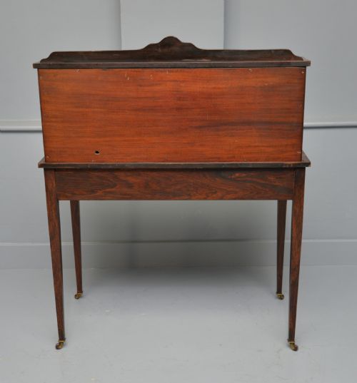 EDWARDIAN SHERATON REVIVAL INLAID ROSEWOOD BONHEUR DU JOUR DESK - ADDITIONAL PHOTO 10