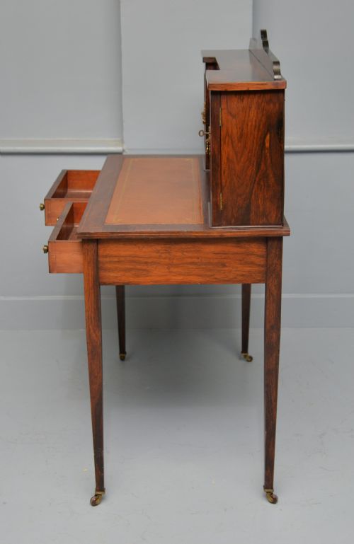 EDWARDIAN SHERATON REVIVAL INLAID ROSEWOOD BONHEUR DU JOUR DESK - ADDITIONAL PHOTO 11