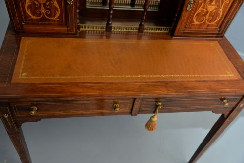 EDWARDIAN SHERATON REVIVAL INLAID ROSEWOOD BONHEUR DU JOUR DESK - ADDITIONAL PHOTO 14