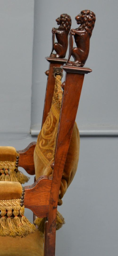 CHARMING RENAISSANCE REVIVAL CARVED OAK X FRAME CHAIR - ADDITIONAL PHOTO 10