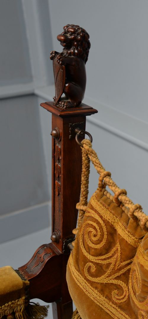 CHARMING RENAISSANCE REVIVAL CARVED OAK X FRAME CHAIR - ADDITIONAL PHOTO 16