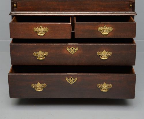 EARLY 18TH CENTURY SOLID OAK BUREAU BOOKCASE CABINET - ADDITIONAL PHOTO 16