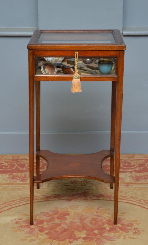 EDWARDIAN SHERATON STYLE MAHOGANY BIJOUTERIE TRINKET DISPLAY TABLE - ADDITIONAL PHOTO 1