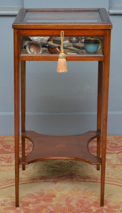 EDWARDIAN SHERATON STYLE MAHOGANY BIJOUTERIE TRINKET DISPLAY TABLE - ADDITIONAL PHOTO 2