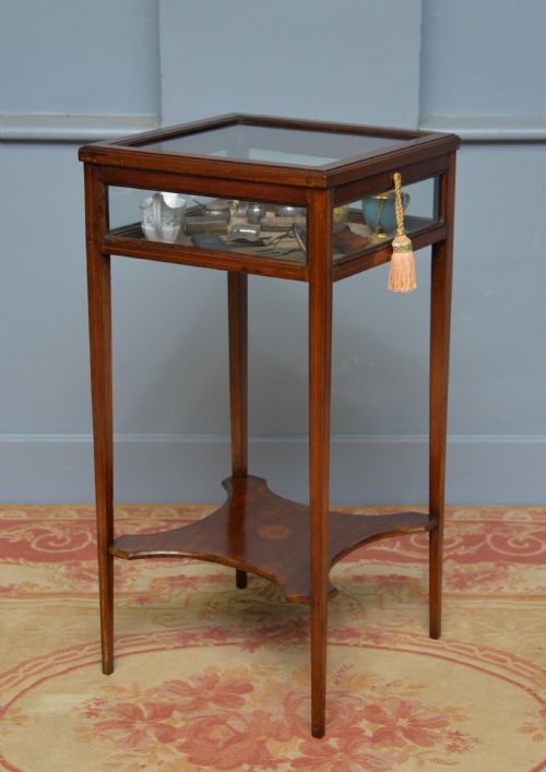 EDWARDIAN SHERATON STYLE MAHOGANY BIJOUTERIE TRINKET DISPLAY TABLE - ADDITIONAL PHOTO 3