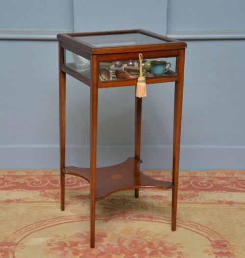 EDWARDIAN SHERATON STYLE MAHOGANY BIJOUTERIE TRINKET DISPLAY TABLE - ADDITIONAL PHOTO 6