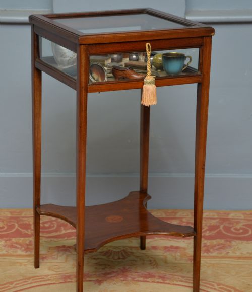 EDWARDIAN SHERATON STYLE MAHOGANY BIJOUTERIE TRINKET DISPLAY TABLE - ADDITIONAL PHOTO 7