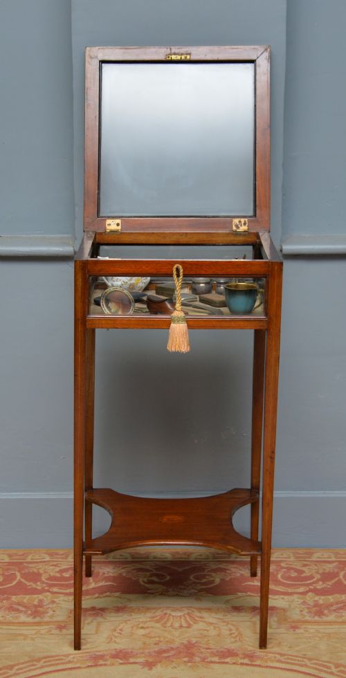 EDWARDIAN SHERATON STYLE MAHOGANY BIJOUTERIE TRINKET DISPLAY TABLE - ADDITIONAL PHOTO 8