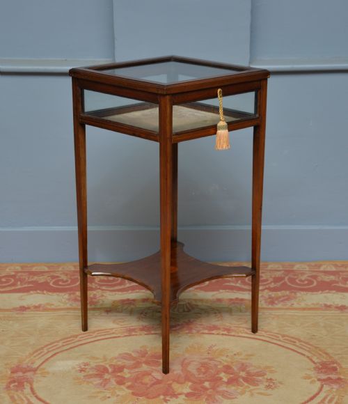 EDWARDIAN SHERATON STYLE MAHOGANY BIJOUTERIE TRINKET DISPLAY TABLE - ADDITIONAL PHOTO 14