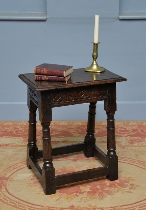 17th century carved oak joint stool - CATEGORY: ANTIQUE STOOLS - DATED 17TH CENTURY