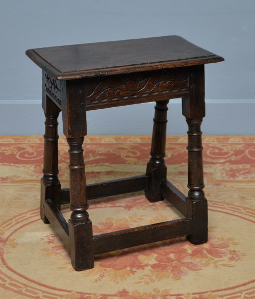 17TH CENTURY CARVED OAK JOINT STOOL - ADDITIONAL PHOTO 1