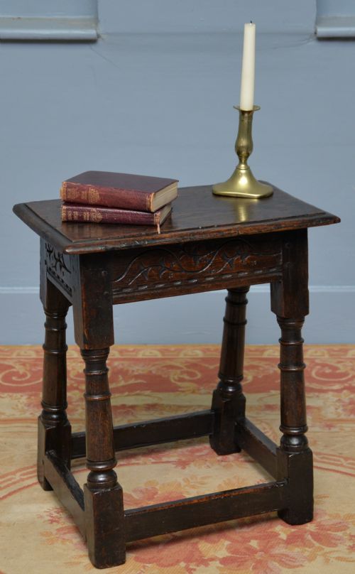 17TH CENTURY CARVED OAK JOINT STOOL - ADDITIONAL PHOTO 2