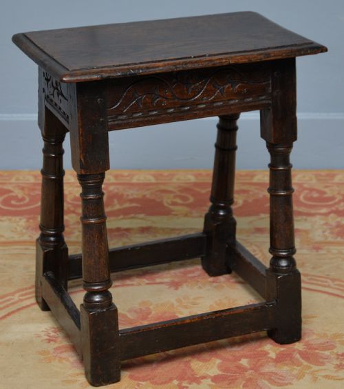17TH CENTURY CARVED OAK JOINT STOOL - ADDITIONAL PHOTO 3