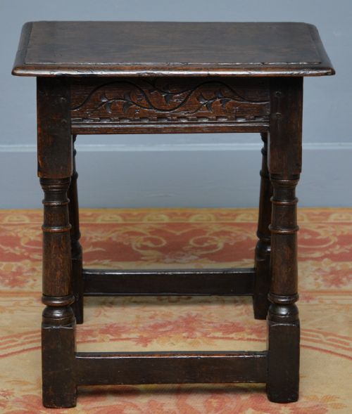 17TH CENTURY CARVED OAK JOINT STOOL - ADDITIONAL PHOTO 5