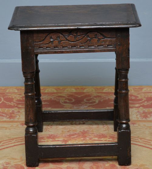 17TH CENTURY CARVED OAK JOINT STOOL - ADDITIONAL PHOTO 9