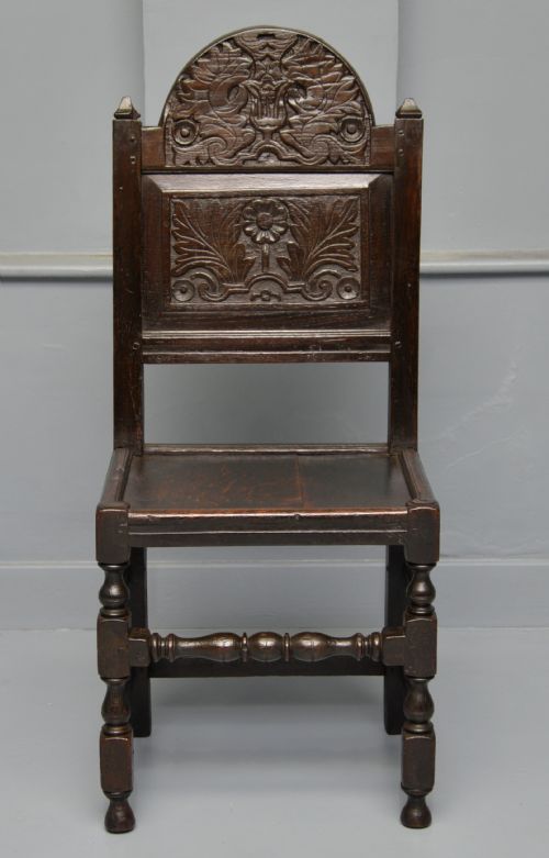17TH CENTURY CARVED OAK JOINT BACKSTOOL SIDE CHAIR - ADDITIONAL PHOTO 4