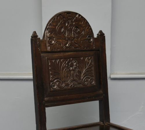 17TH CENTURY CARVED OAK JOINT BACKSTOOL SIDE CHAIR - ADDITIONAL PHOTO 7