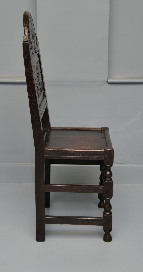 17TH CENTURY CARVED OAK JOINT BACKSTOOL SIDE CHAIR - ADDITIONAL PHOTO 9