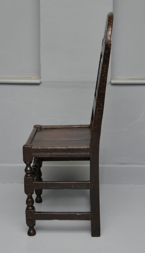 17TH CENTURY CARVED OAK JOINT BACKSTOOL SIDE CHAIR - ADDITIONAL PHOTO 12