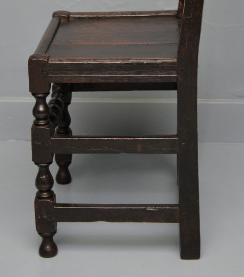 17TH CENTURY CARVED OAK JOINT BACKSTOOL SIDE CHAIR - ADDITIONAL PHOTO 13