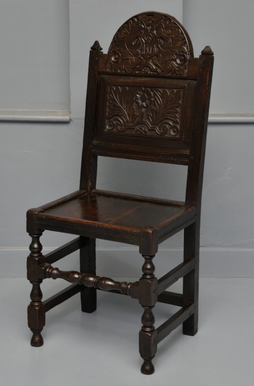 17TH CENTURY CARVED OAK JOINT BACKSTOOL SIDE CHAIR - ADDITIONAL PHOTO 14