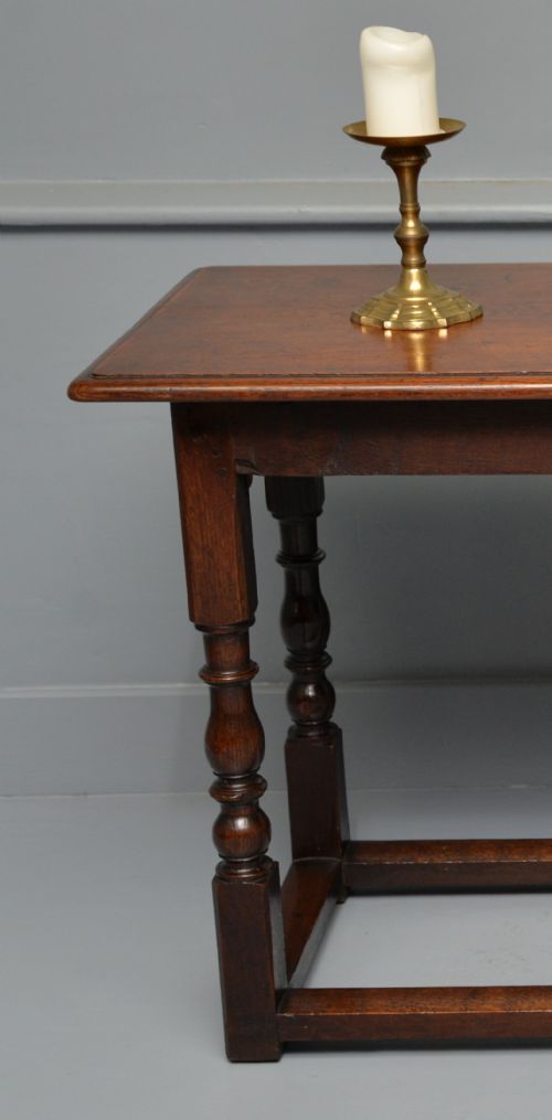 ANTIQUE REFECTORY STYLE SOLID OAK SLIM HALL SIDE TABLE - ADDITIONAL PHOTO 3