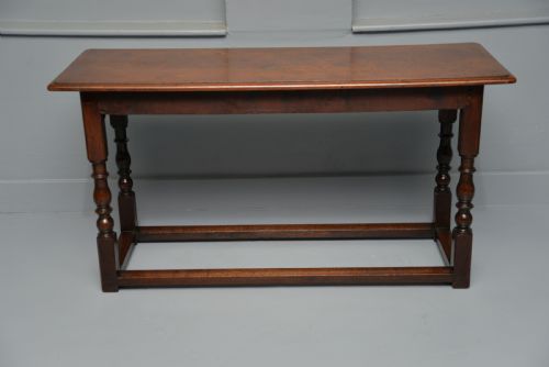 ANTIQUE REFECTORY STYLE SOLID OAK SLIM HALL SIDE TABLE - ADDITIONAL PHOTO 6