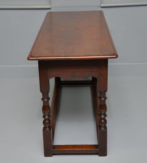 ANTIQUE REFECTORY STYLE SOLID OAK SLIM HALL SIDE TABLE - ADDITIONAL PHOTO 10