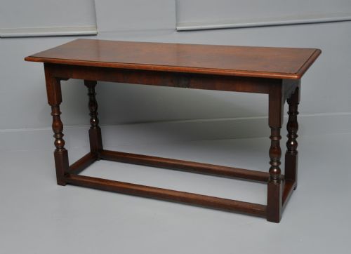 ANTIQUE REFECTORY STYLE SOLID OAK SLIM HALL SIDE TABLE - ADDITIONAL PHOTO 11