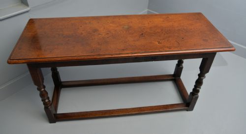 ANTIQUE REFECTORY STYLE SOLID OAK SLIM HALL SIDE TABLE - ADDITIONAL PHOTO 13