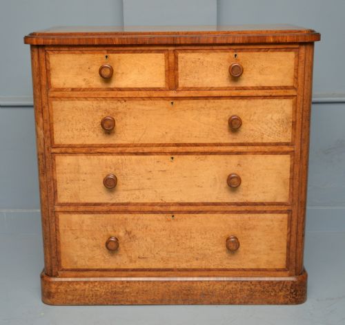 STUNNING RARE FINE VICTORIAN SATINWOOD EMBELLISHED CHEST OF DRAWERS - ADDITIONAL PHOTO 1