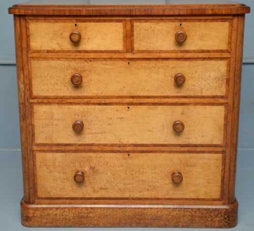 STUNNING RARE FINE VICTORIAN SATINWOOD EMBELLISHED CHEST OF DRAWERS - ADDITIONAL PHOTO 2