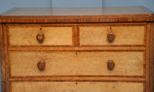 STUNNING RARE FINE VICTORIAN SATINWOOD EMBELLISHED CHEST OF DRAWERS - ADDITIONAL PHOTO 4