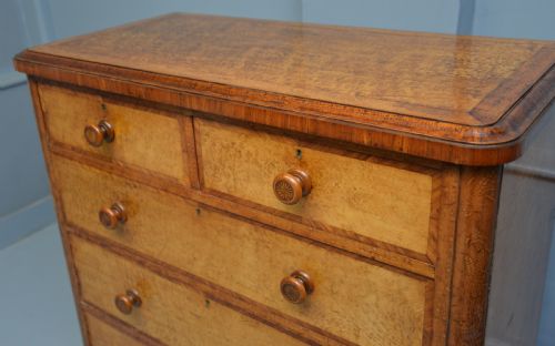 STUNNING RARE FINE VICTORIAN SATINWOOD EMBELLISHED CHEST OF DRAWERS - ADDITIONAL PHOTO 15