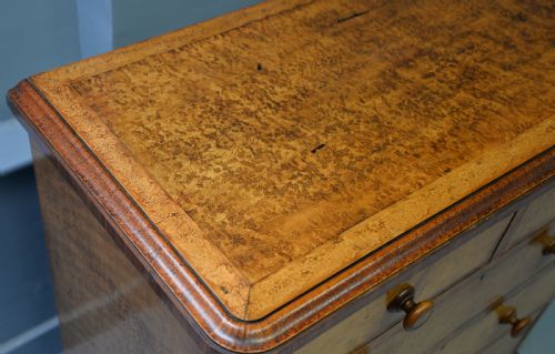STUNNING RARE FINE VICTORIAN SATINWOOD EMBELLISHED CHEST OF DRAWERS - ADDITIONAL PHOTO 20