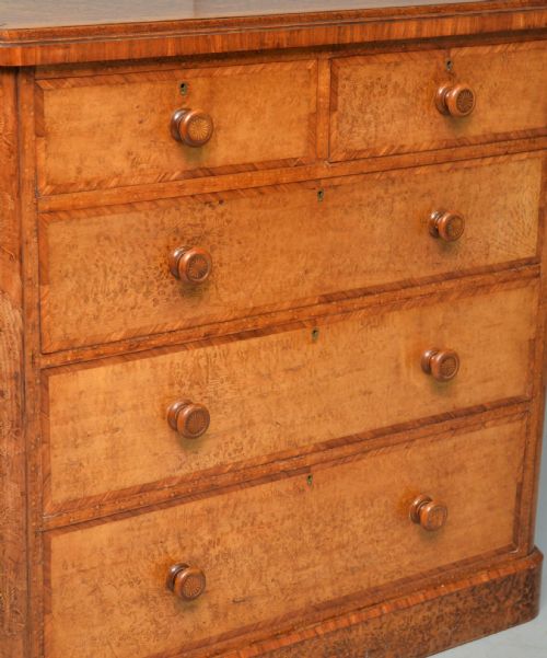 STUNNING RARE FINE VICTORIAN SATINWOOD EMBELLISHED CHEST OF DRAWERS - ADDITIONAL PHOTO 28