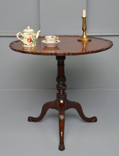FINE GEORGE III 18TH CENTURY MAHOGANY PIE CRUST TILT TOP TRIPOD TABLE - ADDITIONAL PHOTO 3
