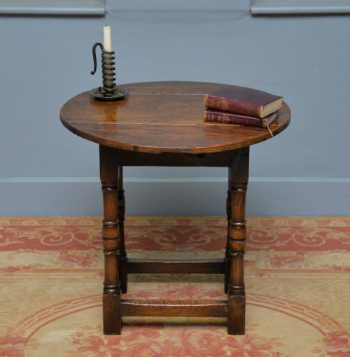 ANTIQUE 17TH CENTURY STYLE OAK DROPLEAF SIDE OCCASIONAL TABLE - ADDITIONAL PHOTO 3