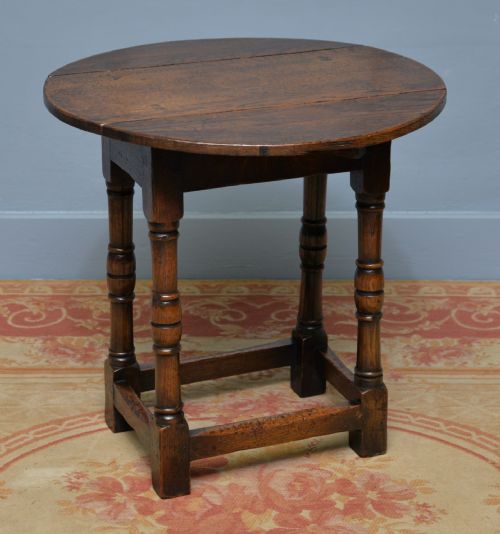 ANTIQUE 17TH CENTURY STYLE OAK DROPLEAF SIDE OCCASIONAL TABLE - ADDITIONAL PHOTO 6